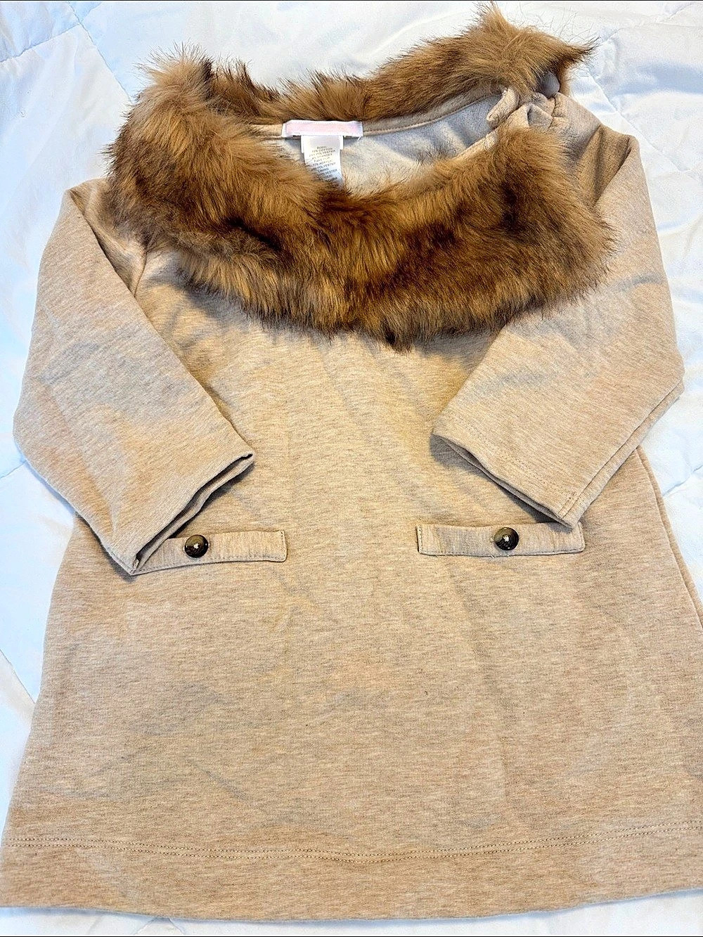 Janie & Jack Girls' tunic Faux Fur Collar Size 6